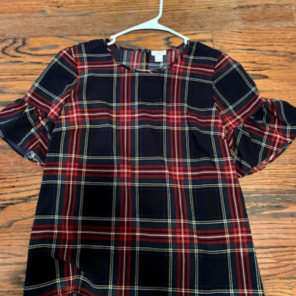 J. Crew Plaid Short Sleeve Top